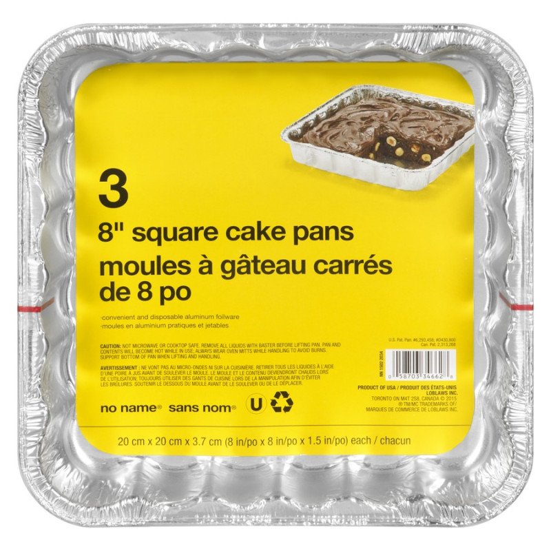 No Name 8” Square Cake Pans 3’s