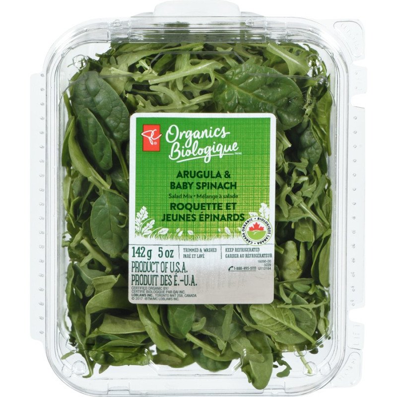 PC Organics Baby Spinach & Baby Arugula 142 g