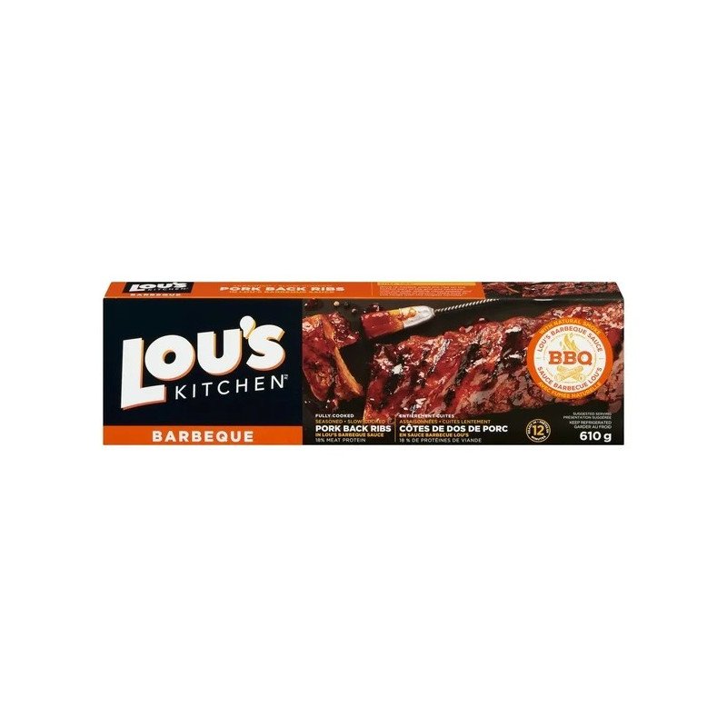 Lou's Kitchen Fully Cooked Pork Back Ribs Barbeque 610 g