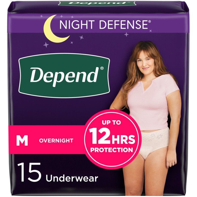 Depend Night Defense for Women Overnight Unscented M 15's