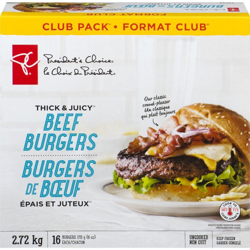 PC Thick & Juicy Beef Burgers 2.72 kg