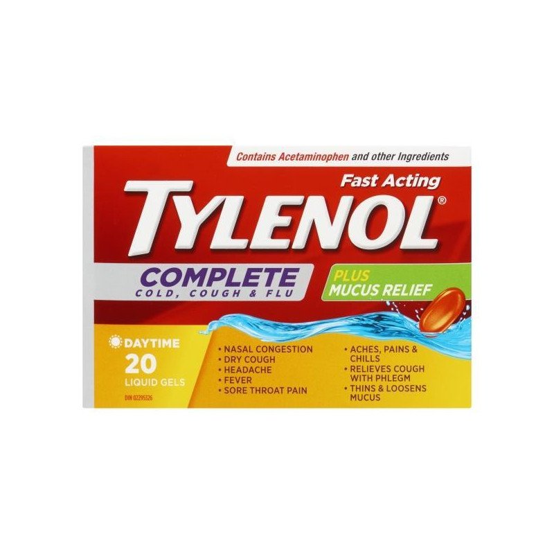 Tylenol Complete Cold Cough & Flu Plus Mucus Relief Daytime Liquid Gels 20's