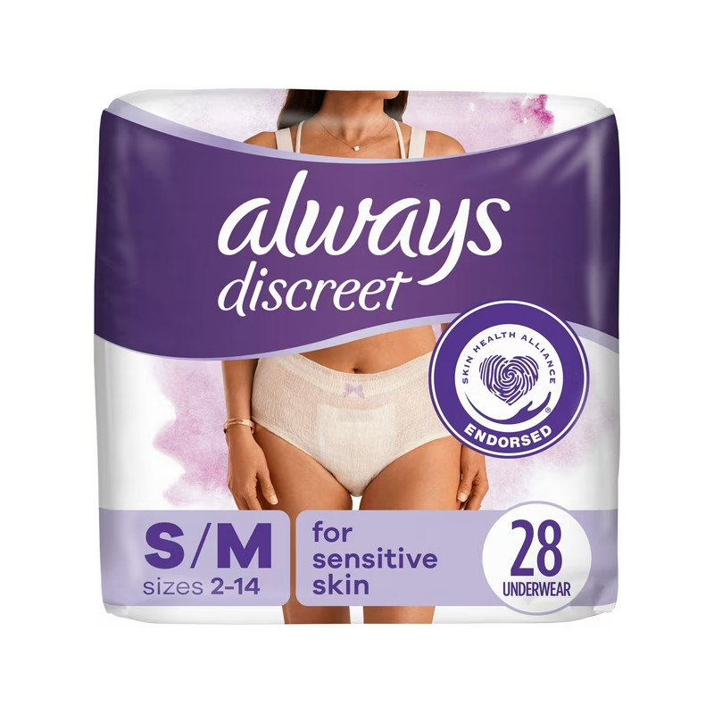 Always Discreet Incontinence Underwear Maximum+ S/M Sensitive Skin 28's