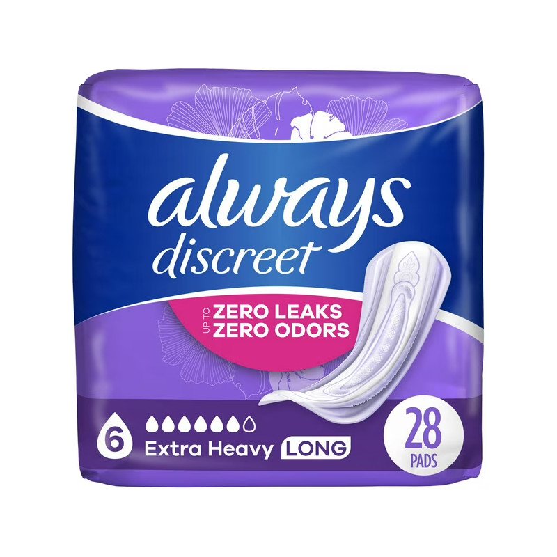 Always Discreet Pads Bladder Leaks 6 Extra Heavy Long 28's