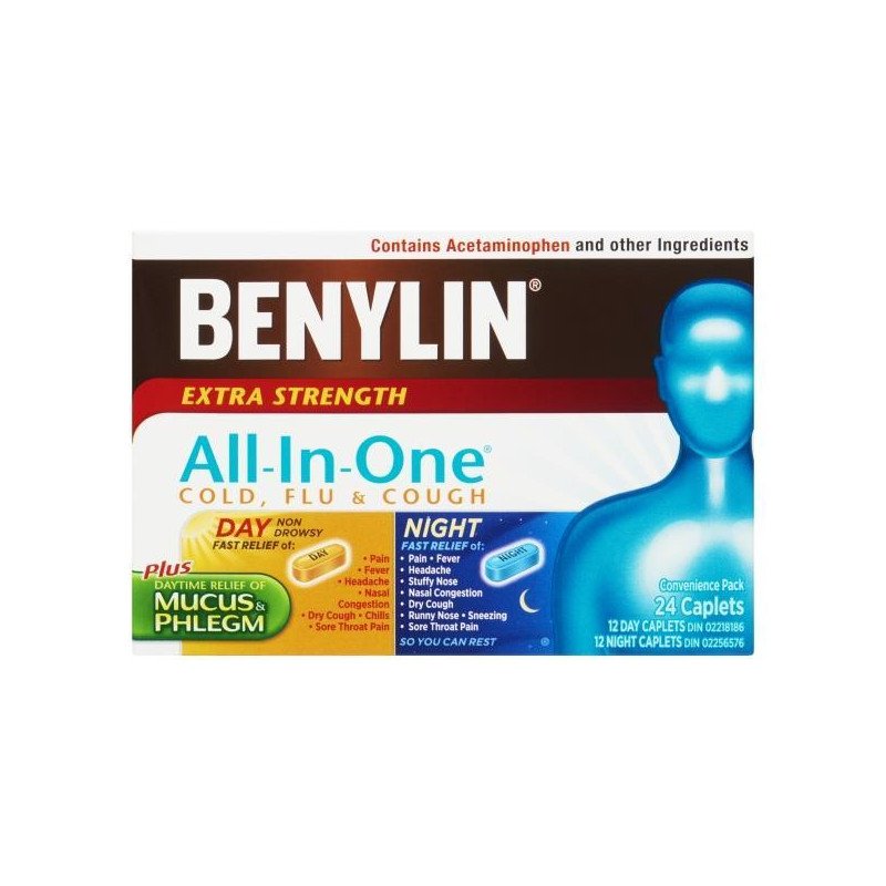 Benylin Extra Strength All-In-One Cold Flu & Cough Day Mucus & Phlegm Night 24's