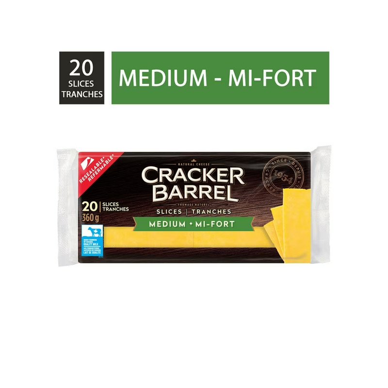 Cracker Barrel Natural Cheese Slices Medium 360 g