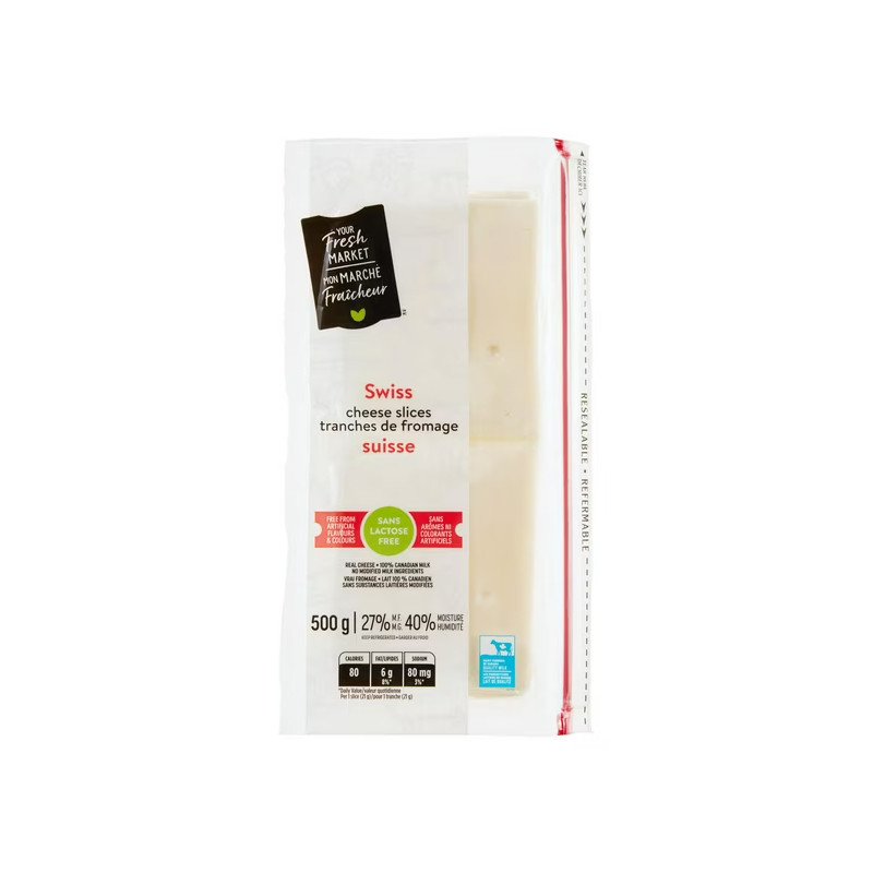 Your Fresh Market Cheese Slices Swiss 500 g