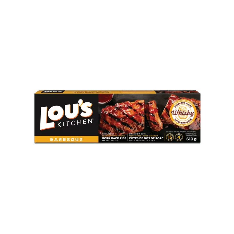 Lou's Kitchen Fully Cooked Pork Back Ribs Whisky Barbeque 610 g