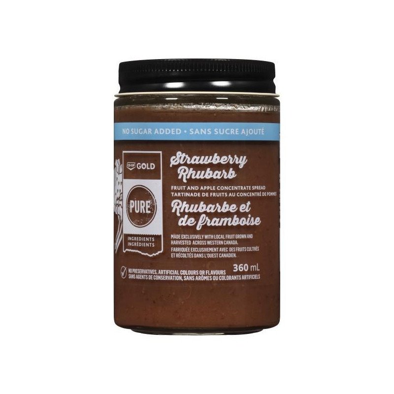 Co-op Gold Pure Strawberry Rhubarb Spread No Sugar Added 360 ml