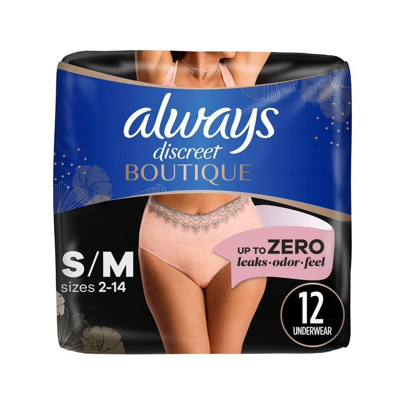 Always Discreet Boutique Incontinence Underwear Women Maximum S/M 12's