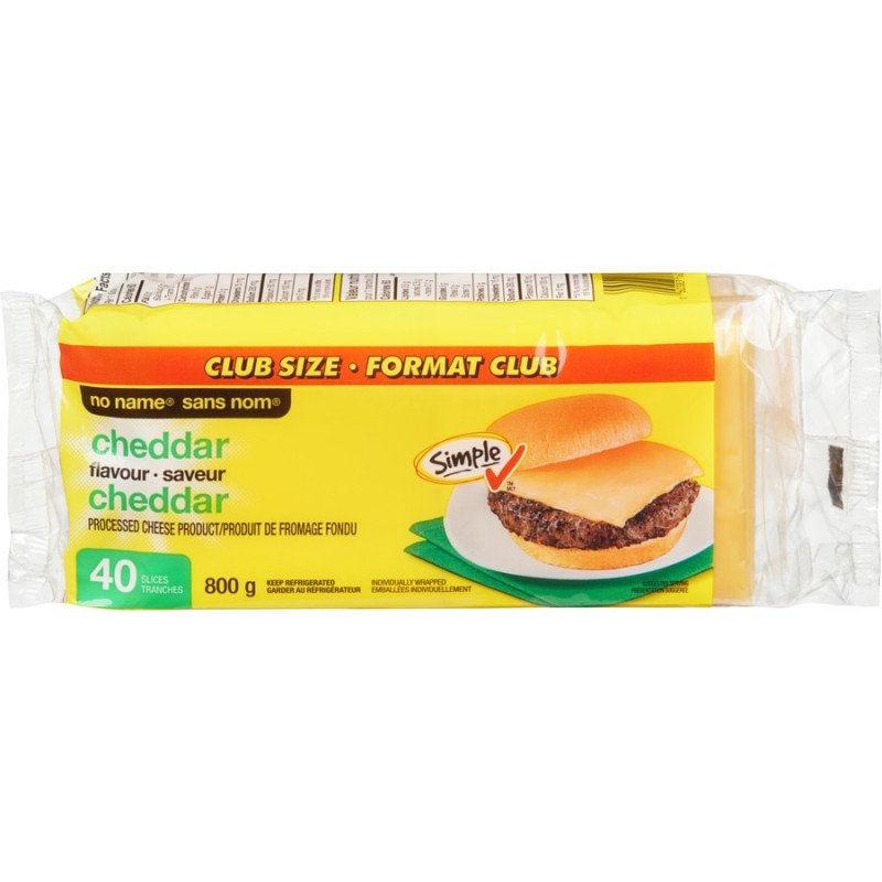 No Name Cheddar Flavour Processed Cheese Slices 800 g