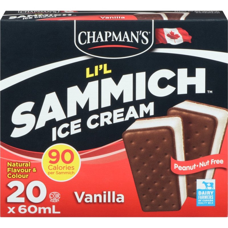 Chapman's Li'l Sammich Ice Cream Vanilla 20 x 60 ml