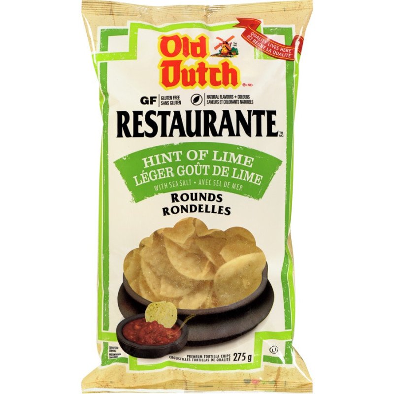 Old Dutch Restaurante Tortilla Chips Hint of Lime 275 g