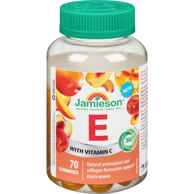 Jamieson E with Vitamin C Gummies Peach Mango 70's