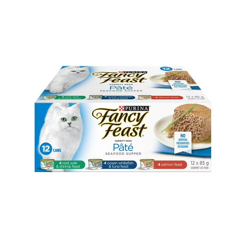 Fancy Feast Cat Food Seafood Supper Pate Variety Pack 12 x 85 g