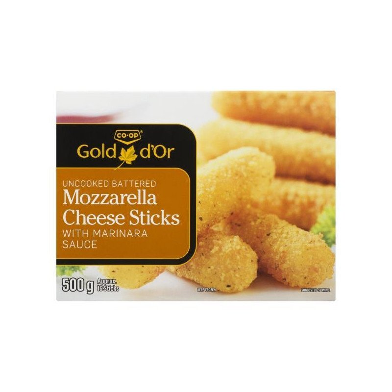 Co-op Gold Battered Mozzarella Cheese Sticks with Marinara Sauce 500 g