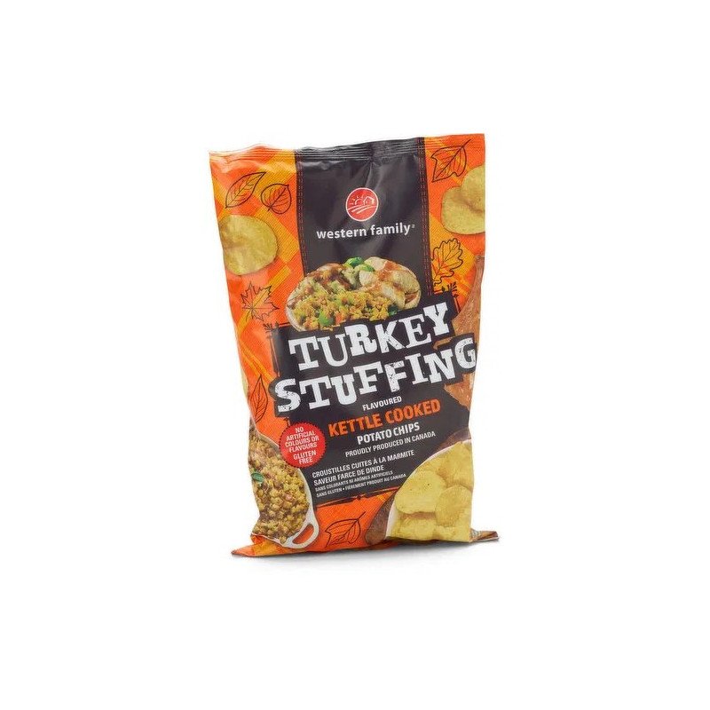 Western Family Kettle Cooked Potato Chips Turkey Stuffing 200 g