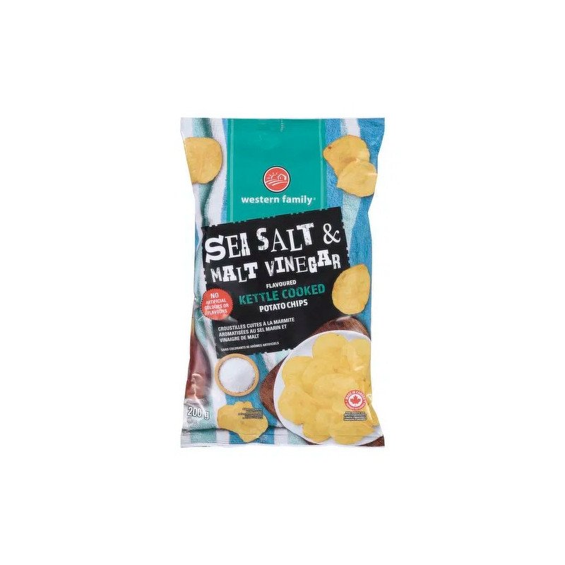 Western Family Kettle Cooked Potato Chips Sea Salt & Malt Vinegar 200 g