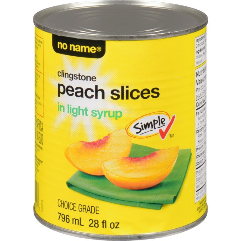 No Name Clingstone Peach Slices in Light Syrup 796 ml