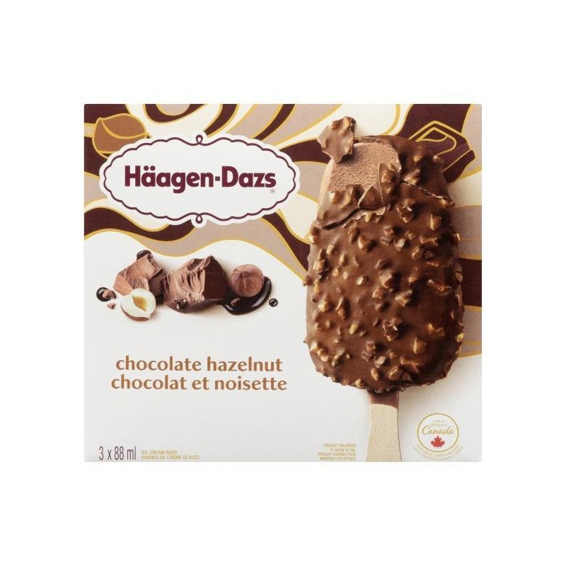 Haagen Dazs Ice Cream Bars Chocolate Hazelnut 3 x 88 ml