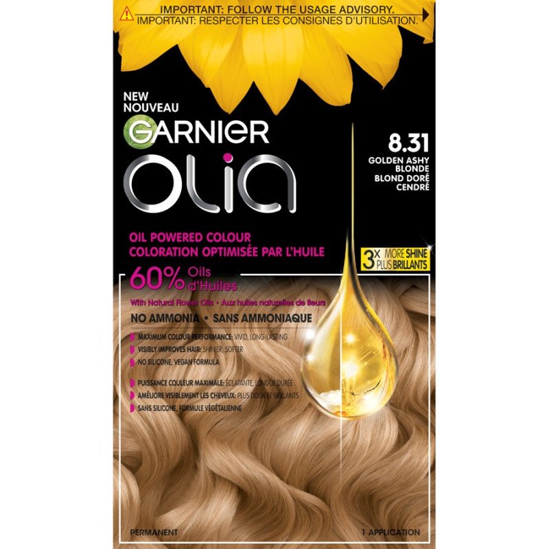 Garnier Olia Hair Colour 8.31 Golden Ashy Blonde each