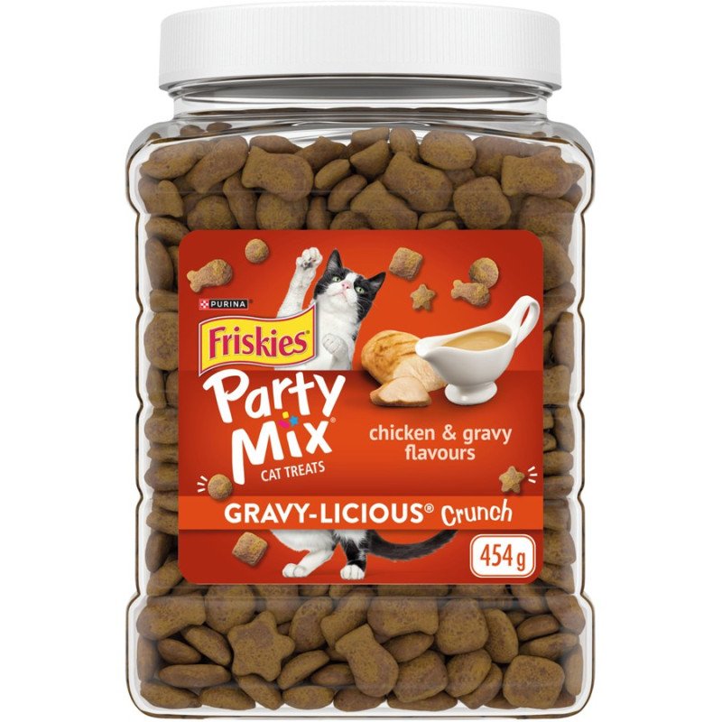 Friskies Party Mix Gravylicious Crunch with Chicken & Gravy Cat Treats 454 g