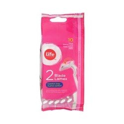 Life Brand 2-Blade Women’s Comfort Grip Disposable Razors with Lubricating Strip 10’s