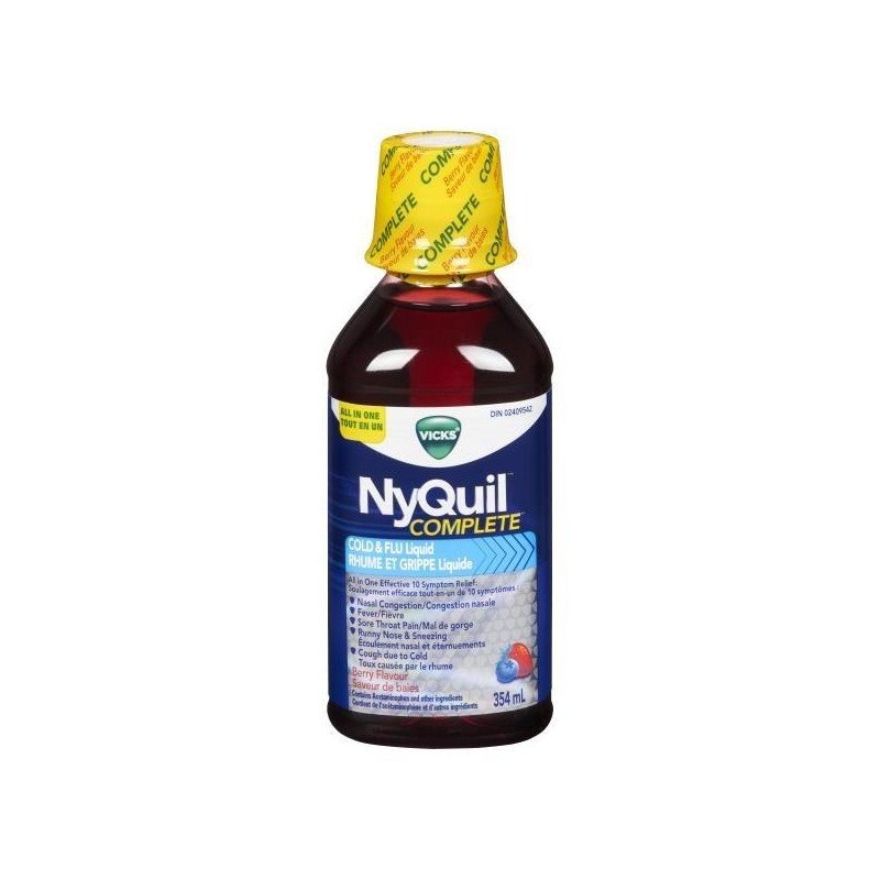 Vicks NyQuil Complete Cold & Flu Berry Flavour 354 ml