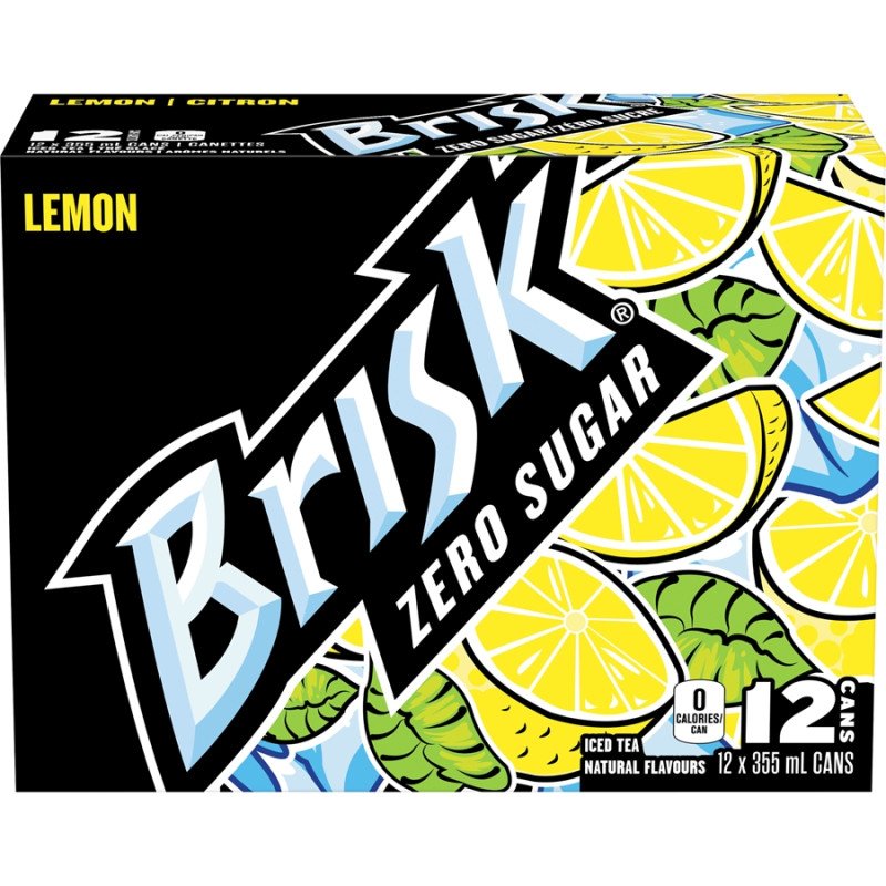 Lipton Brisk Lemon Iced Tea Zero Sugar 12 x 355 ml