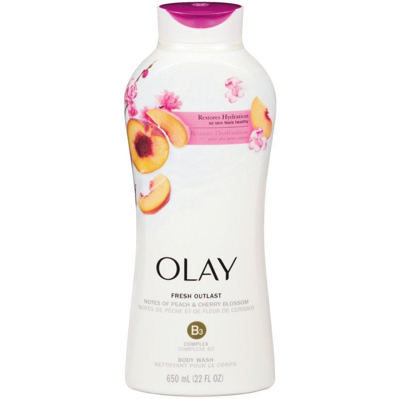 Olay Fresh Outlast Notes of Peach & Cherry Blossom + Vitamin B3 Complex Body Wash 650 ml