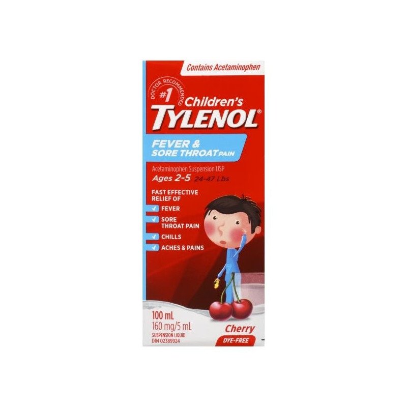 Tylenol Children's Fever & Sore Throat Cherry 100 ml