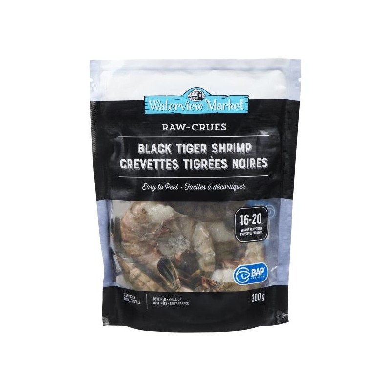 Waterview Market Raw Black Tiger Shrimp 16-20 300 g