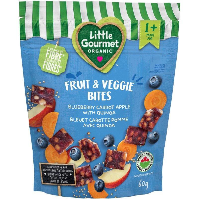 Little Gourmet Organic Fruit & Veggie Bites Blueberry Carrot Apple with Quinoa 60 g