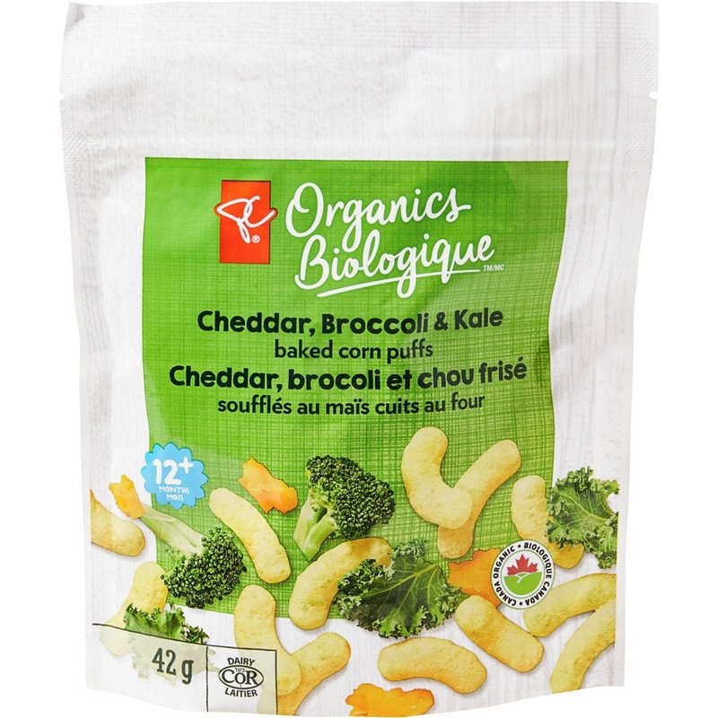 PC Organics Cheddar Broccoli & Kale Baked Corn Puffs 42 g