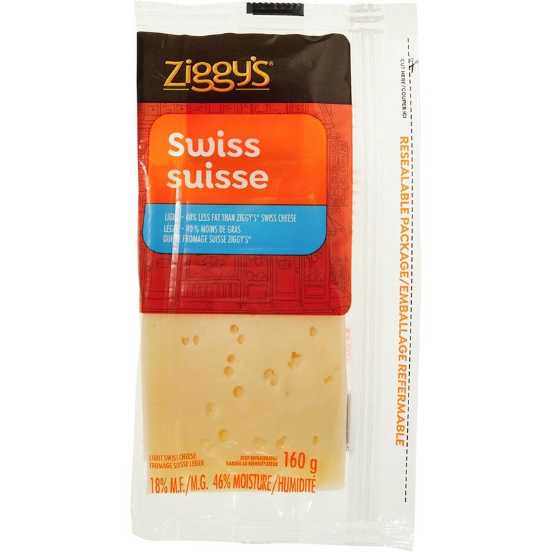 Ziggy's Cheese Slices Swiss 30% Less Fat 160 g