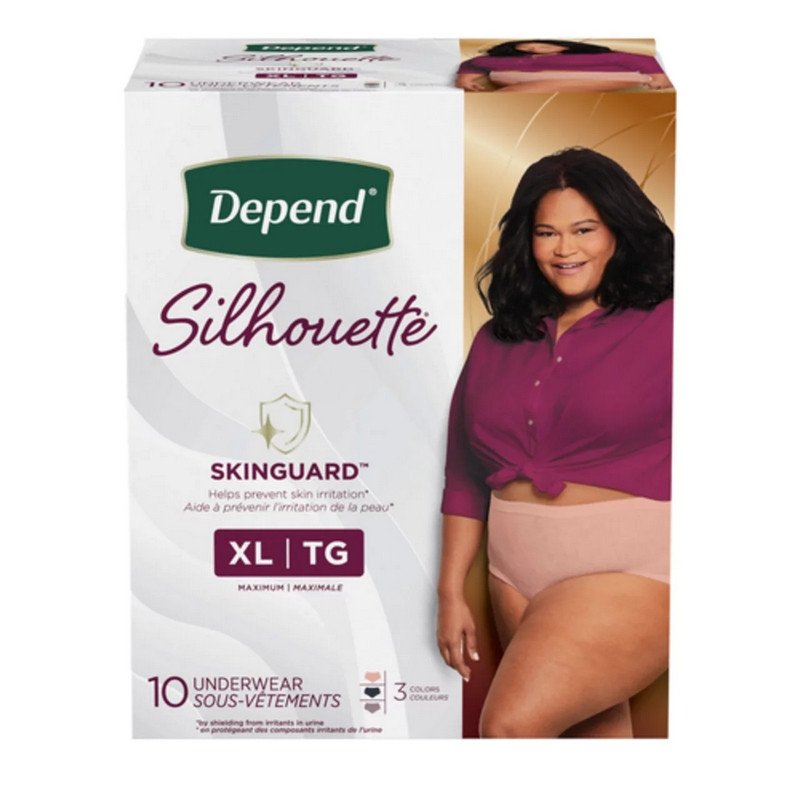 Depend Silhouette Briefs for Women Maximum L/XL 10's