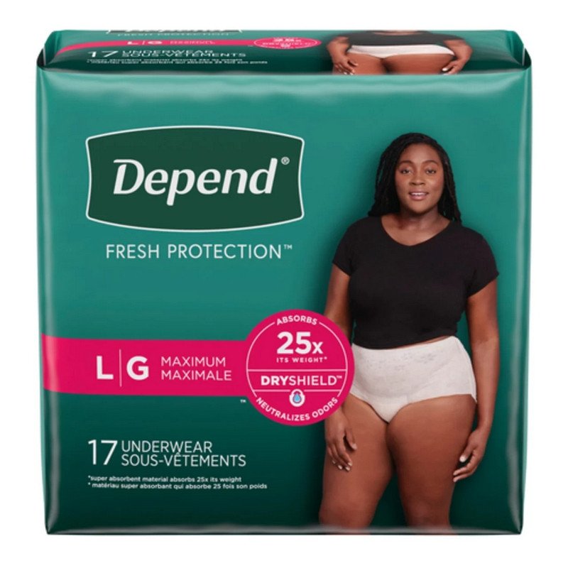 Depend Fresh Protection Underwear for Women Maximum L 17's