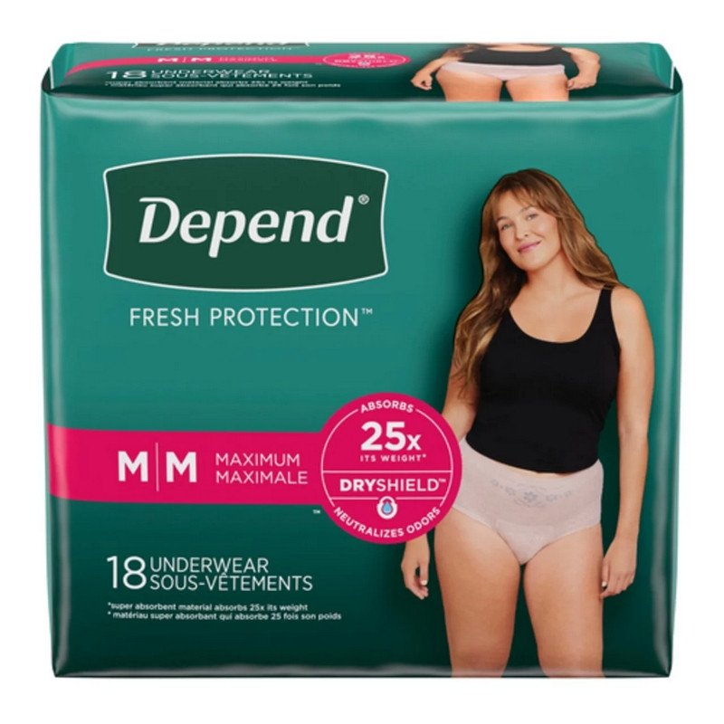 Depend Fresh Protection Underwear for Women Maximum M 18's