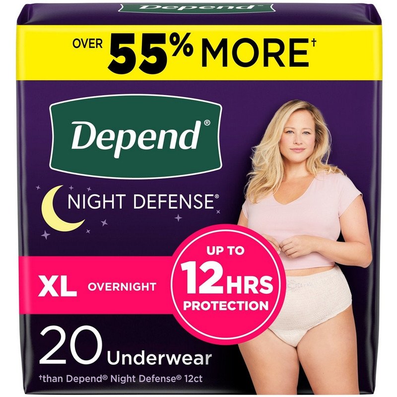 Depend Night Defense Underwear for Women Overnight XL 20's