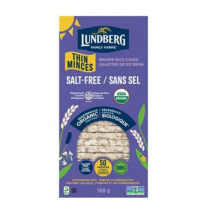 Lundberg Organic Thin Brown Rice Cakes Salt-Free 168 g