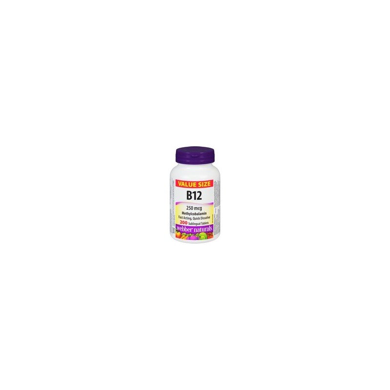 Webber Naturals B12 250 mcg Methylcobalamin 200’s