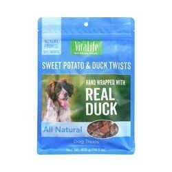 VitaLife Sweet Potato & Duck Twists All Natural Dog Treats 400 g