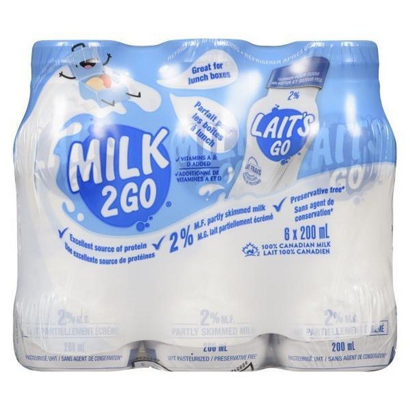 Milk 2 Go Partly Skimmed Milk 6 x 200 ml