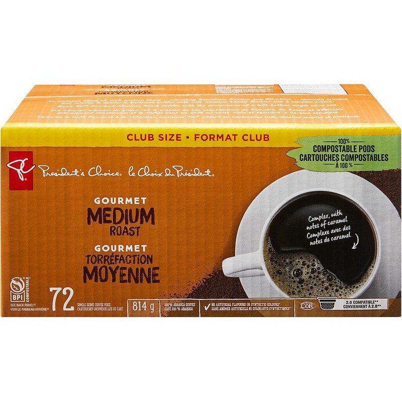PC Gourmet Medium Roast Coffee K-Cups 72's