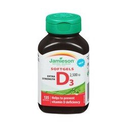 Jamieson Vitamin D3 Extra Strength 2500 IU Softgels 135’s